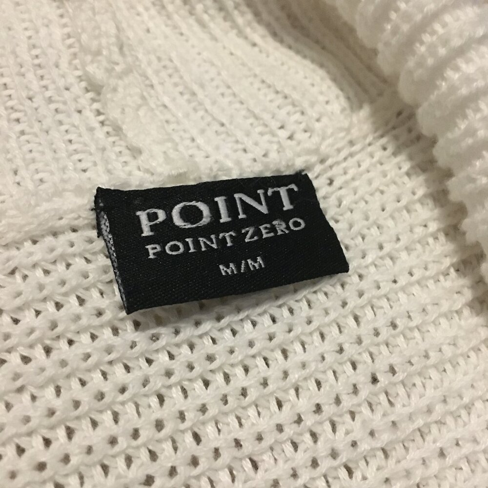 Point Zero White Knit Bat Sleeve Open Front Cardigan Medium Bohemian - Picture 11 of 16